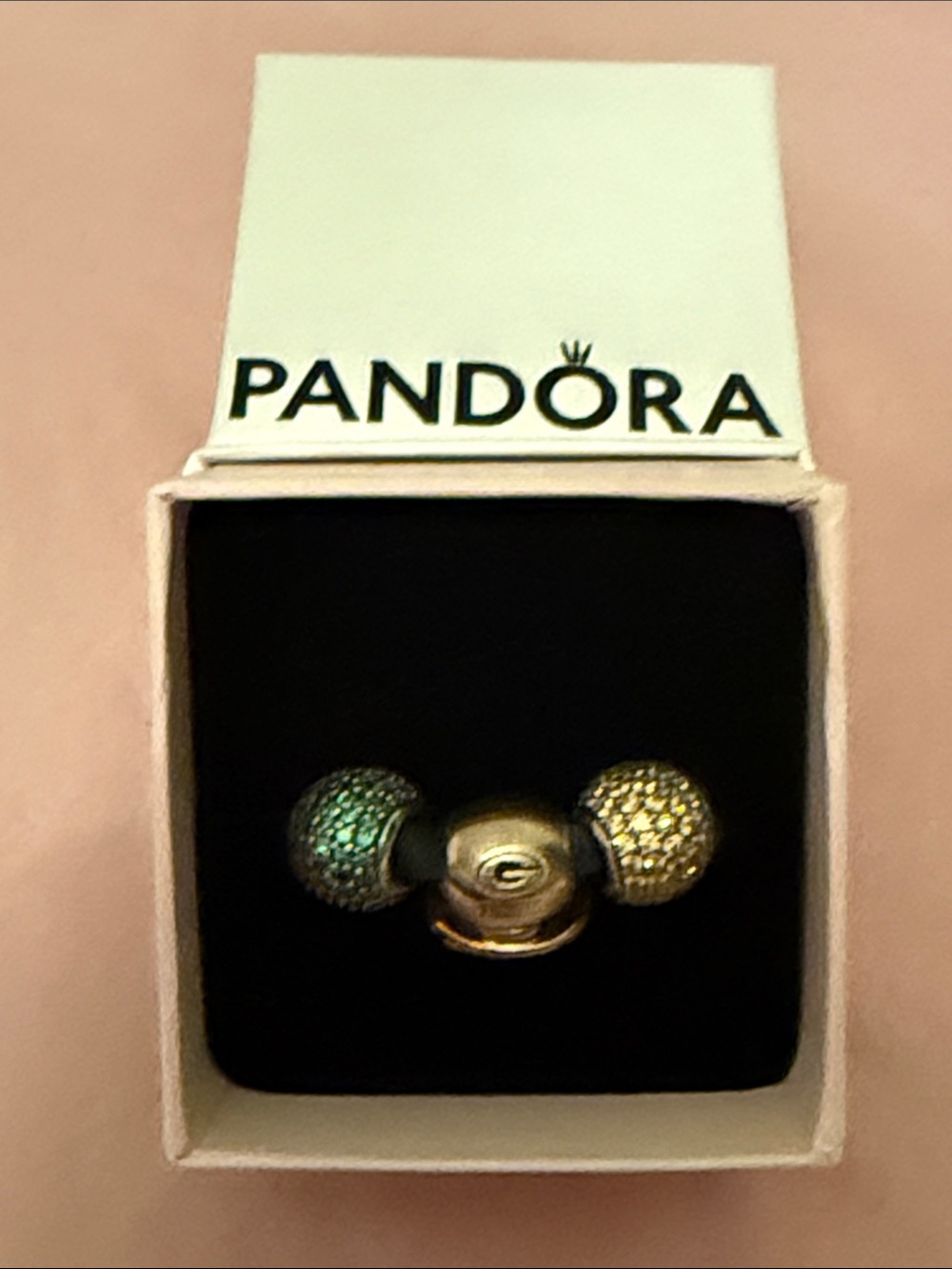 Pandora Green Bay Packers Helmet Charm Green and Gold Pavé Charm Pair